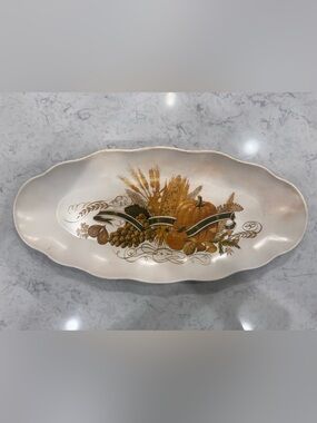Vintage Waverly Thanksgiving Harvest Pumpkin Serving Platter 23”
